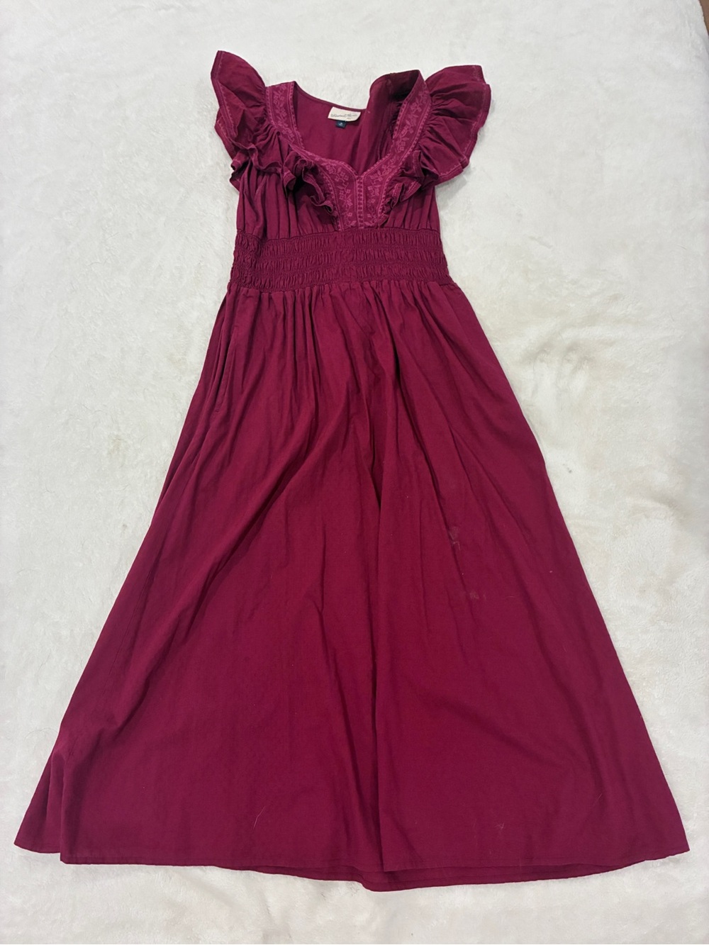 Universal Thread Ruffled Maxi Dress in Deep Berry